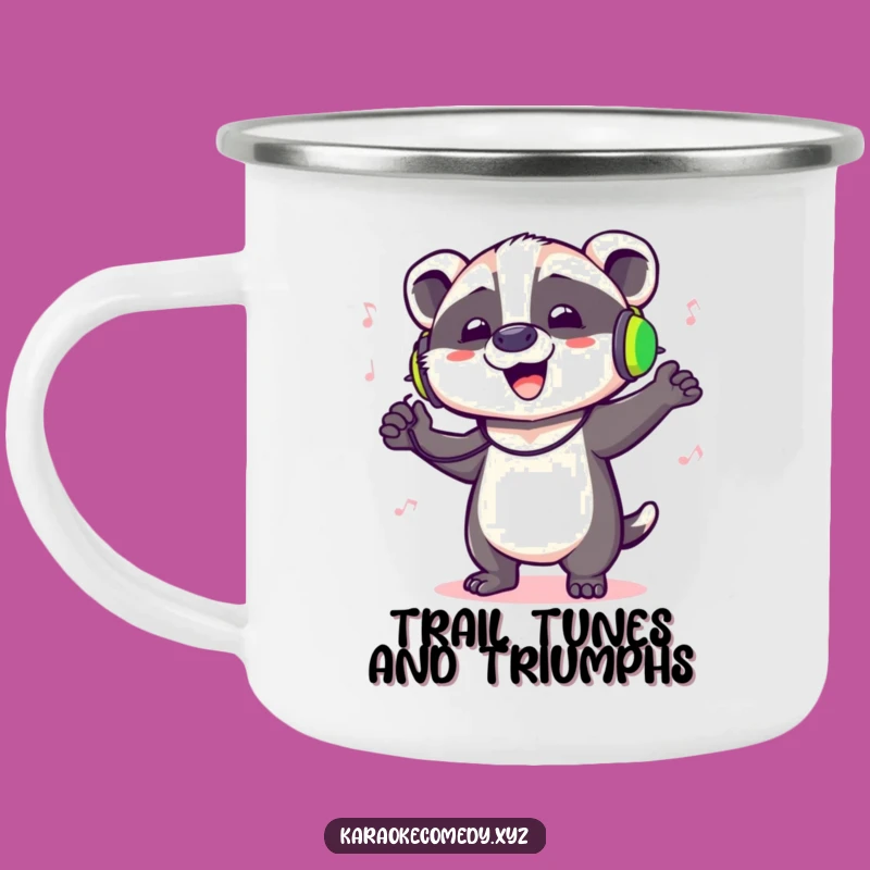 Funny Dancing Badger Camping Mug: Hilarious Outdoor Music Lover Gift