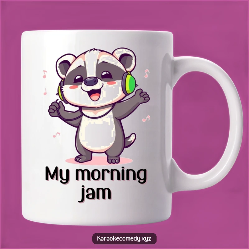 Funny Dancing Badger Mug: Hilarious Music Lover Badger Rockstar Gift