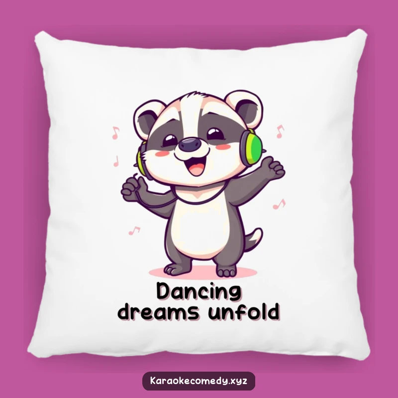 Funny Dancing Badger Pillow: Cozy Rhythmic Mammal Accent Pillow