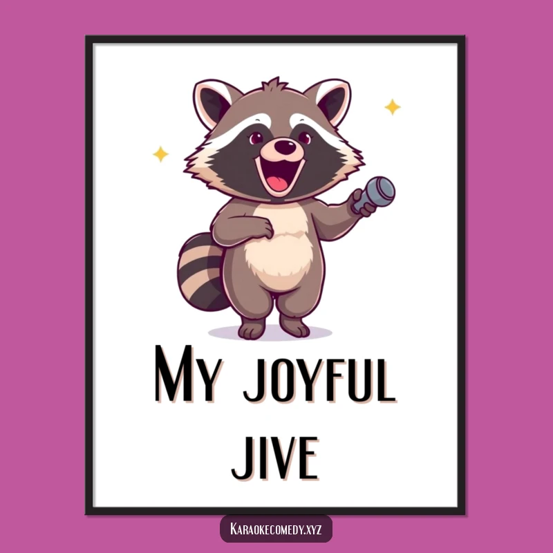 Funny Excited Raccoon Digital Art: Hilarious Glee Dancer Print
