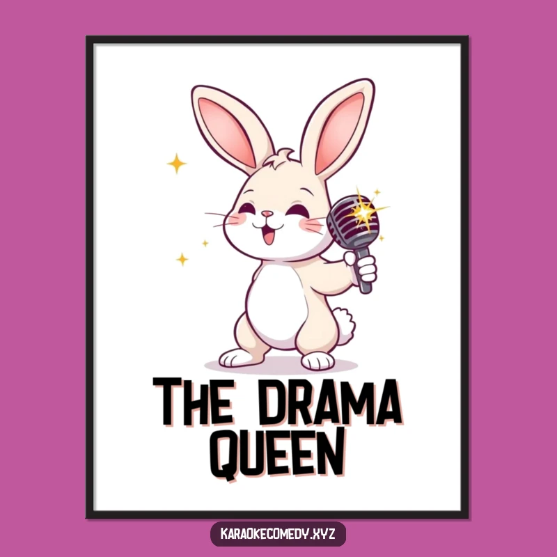 Instant Glamour: Funny Rabbit Diva Digital Art Print