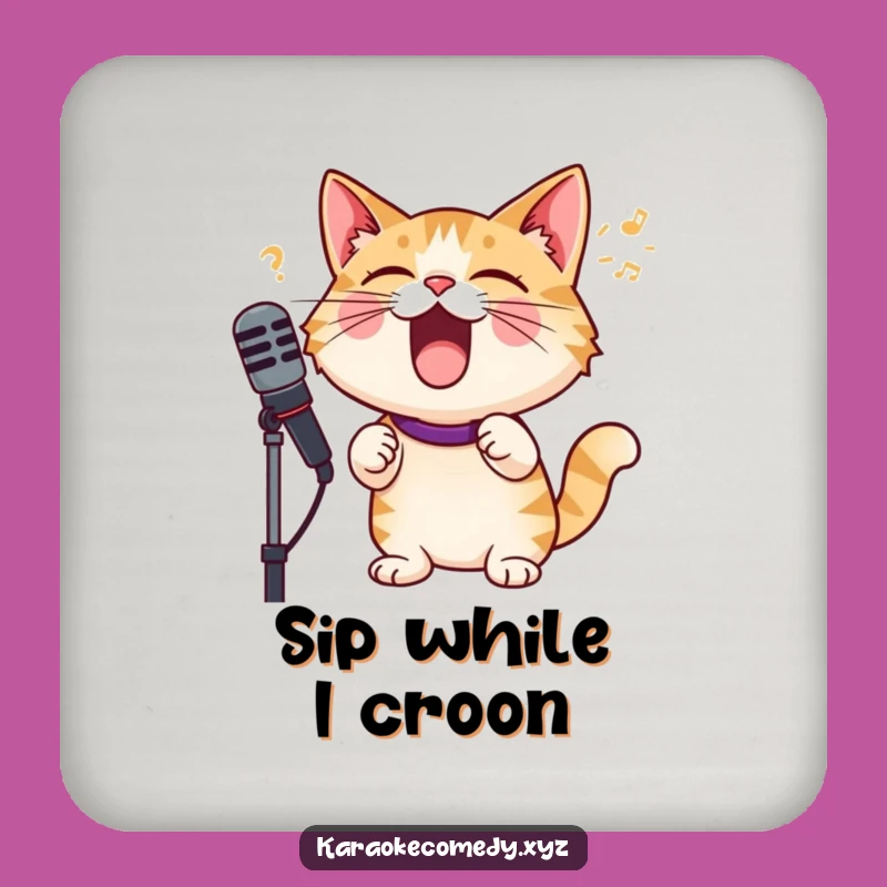 Protect Your Surfaces: Funny Cat Microphone Drink Coaster Set