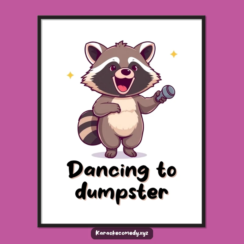 Funny Excited Raccoon Poster: Hilarious Glee Dancer Wall Art