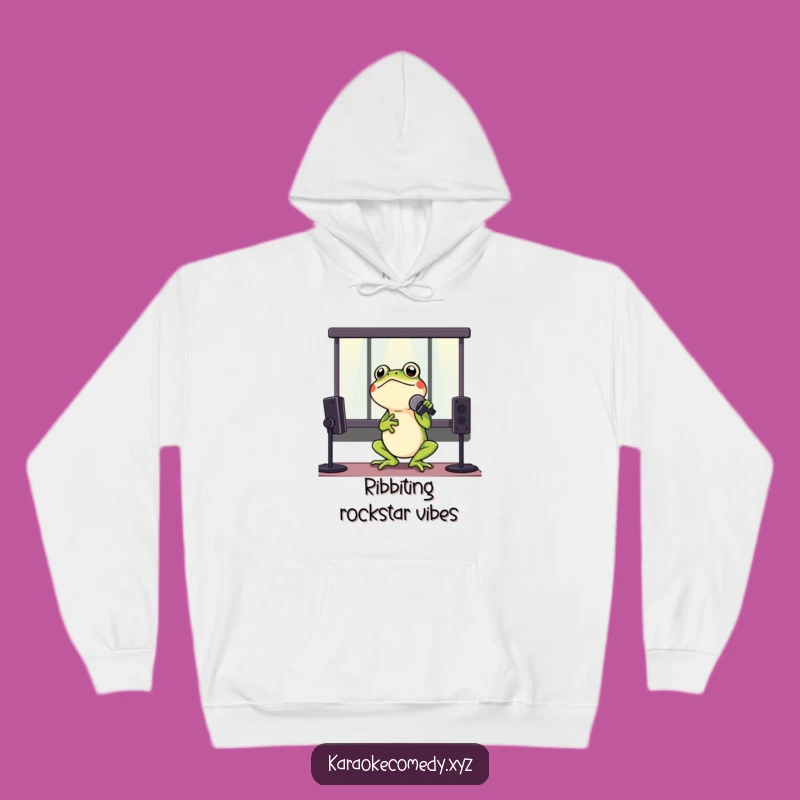 Funny Frog Karaoke Hoodie: Cozy Amphibian Rockstar Sweatshirt Gift