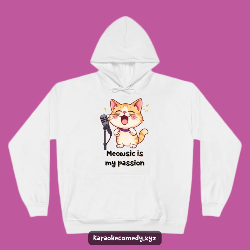 Cozy Funny Cat Singing Hoodie: Warm Up with a Rockstar Feline Microphone Gift