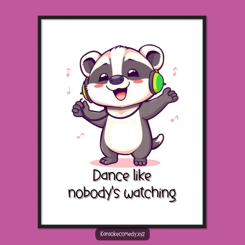 Free Printable Dancing Badger Wall Art: Musical Badger Vibes Downloadable Art