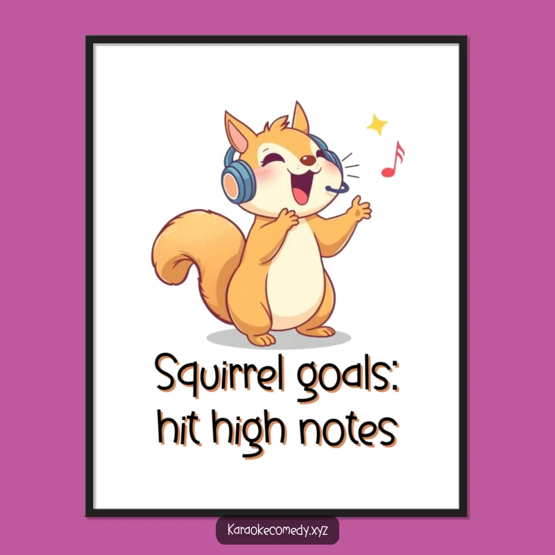 Free Printable Squirrel Wall Art: Singing Star Decor Downloadable Art