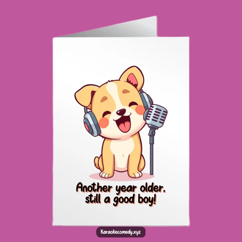 Free Printable Birthday Card: Dog DJ Crooning Hilariously, Best Downloadable Humorous Gift